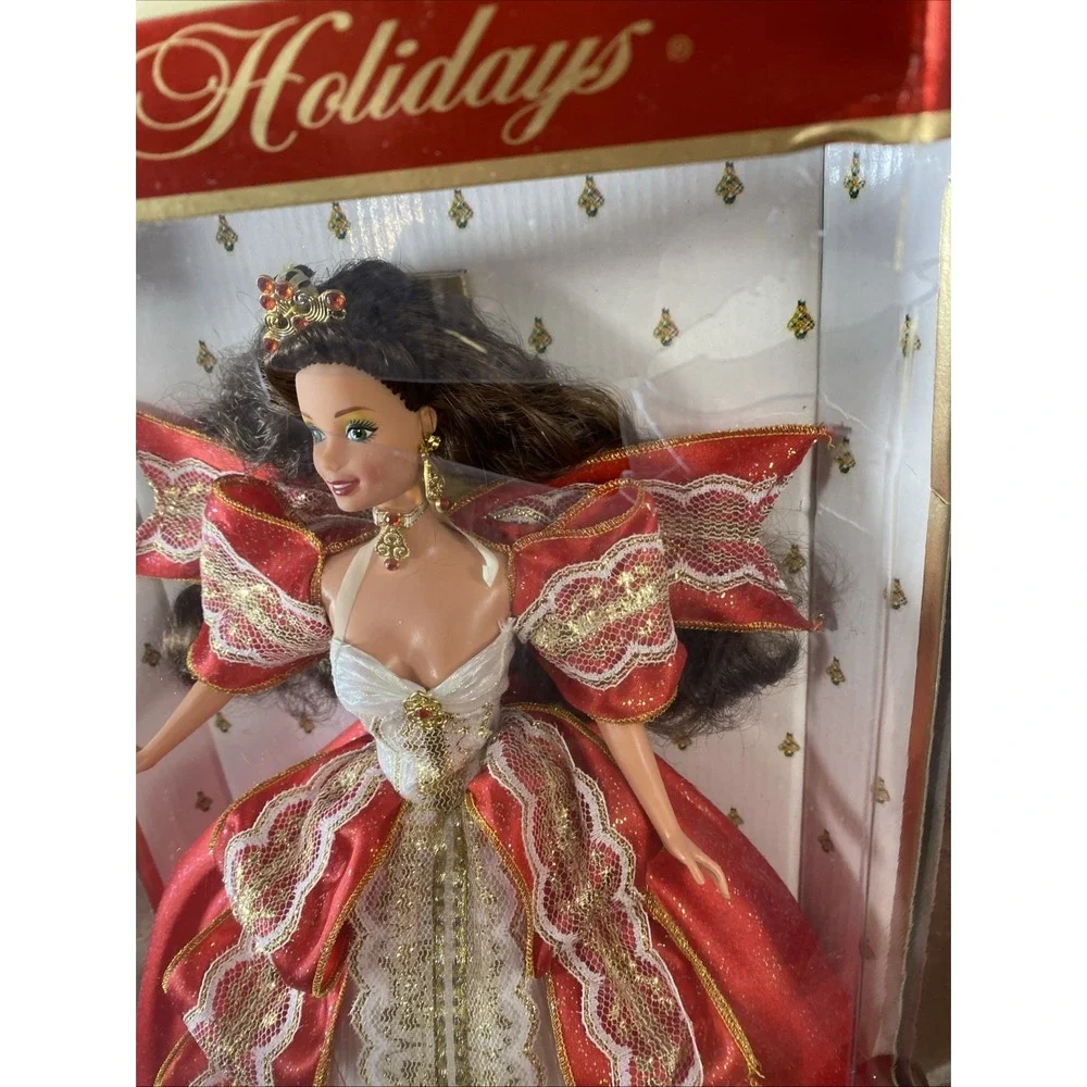 Vintage 1997 Happy Holidays Barbie & Matching Ornament 10th Anniv NIB Damage Box